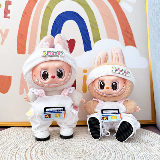 One, two and three generations of Labubu clothes pendant Labubu sitting party baby clothes radio overalls set creativity