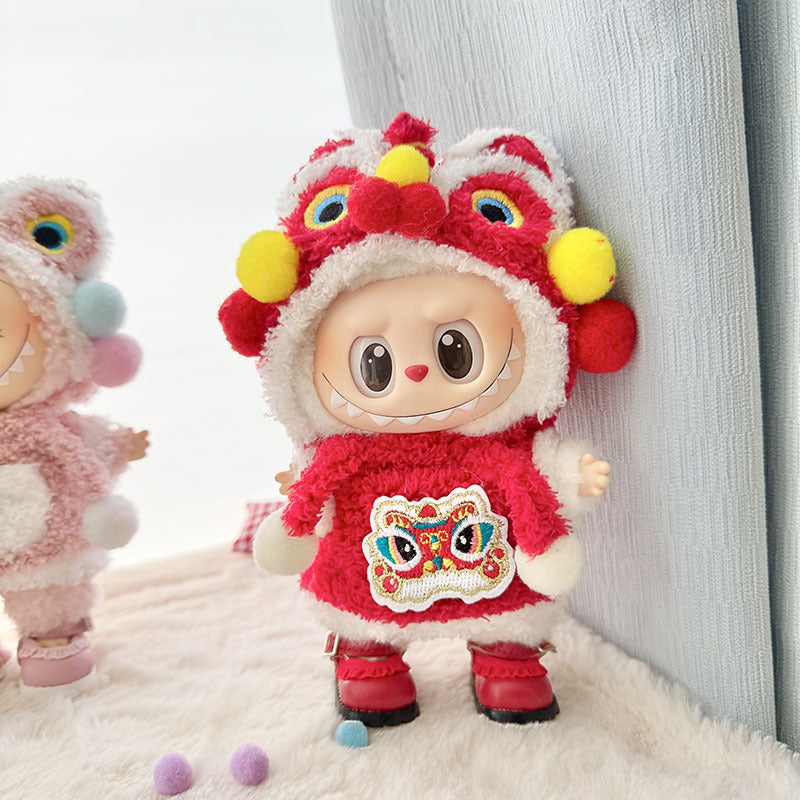 [Clothes only] First and second generation keychain Labubu clothes pendant Labubu New Year's Eve lion baby clothes pink