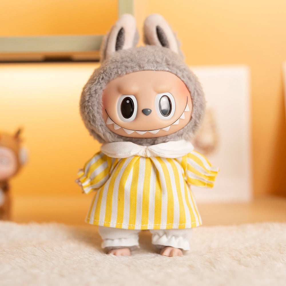 [Clothes only] 17cm pendant Labubu clothes Kindergarten two-piece keychain labubu doll clothes cute