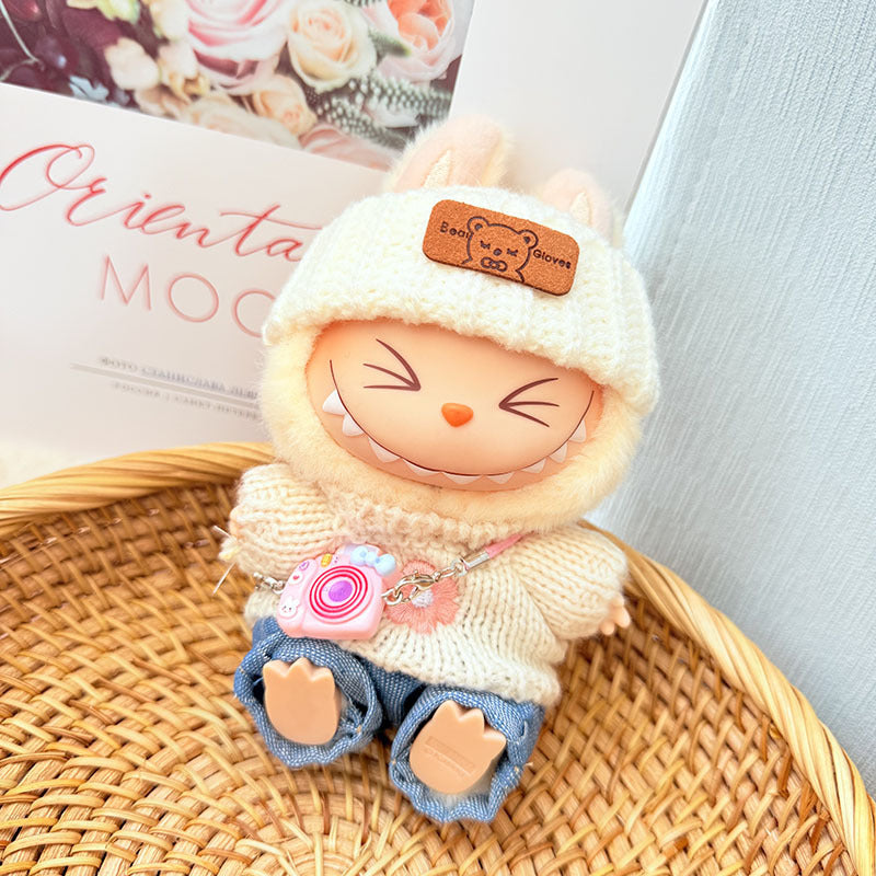 [Clothes only] First and second generation keychain Labubu clothes pendant Labubu baby clothes pink and blue flower sweater