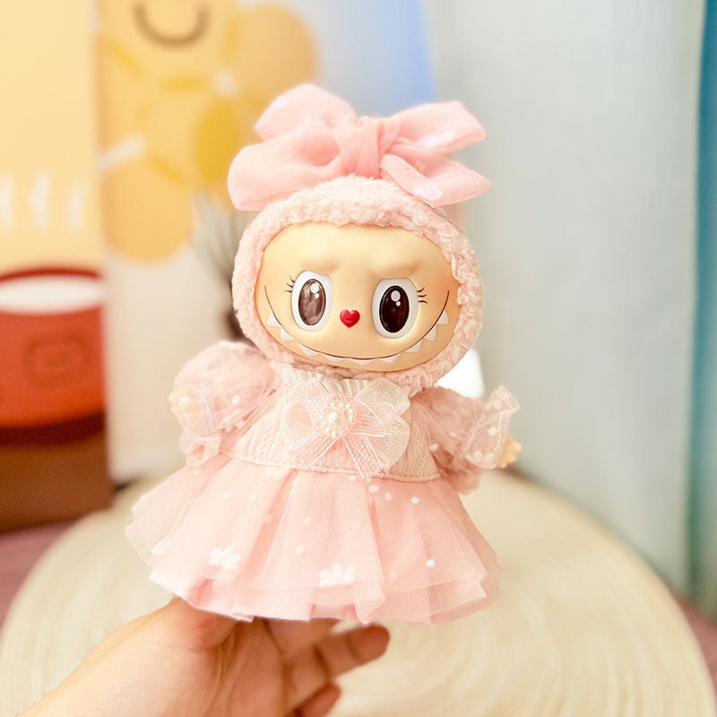 [Clothes only] First and second generation Labubu clothes pendant Labubu sitting baby clothes dream pink butterfly dress set cute