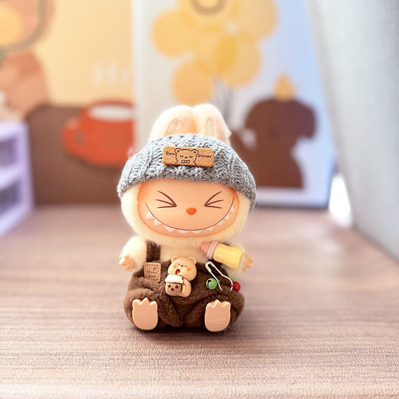 [Clothes only] One, two and three generations Labubu clothes pendant Labubu sitting baby clothes bottle overalls set cute