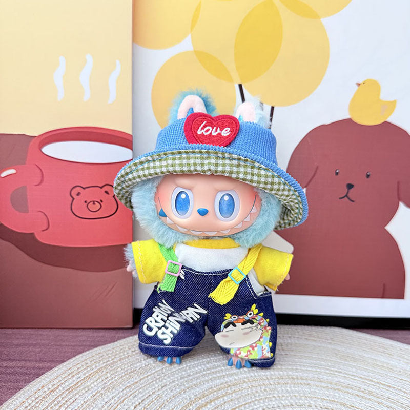 [Clothes only] One, two and three generations Labubu clothes pendant Labubu sitting baby clothes, small new overalls, cute and cute.