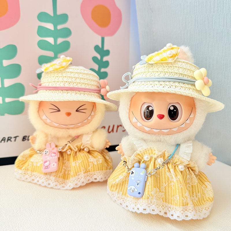 [Clothes only] First and second generation keychain Labubu clothes pendant Labubu baby clothes honey flower crown skirt cute