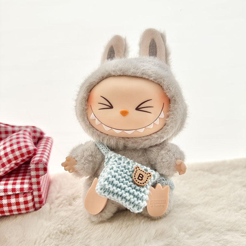 [Clothes only] The first, second and third generation keychain Labubu clothes pendant Labubu baby clothes striped buttons sweater set.