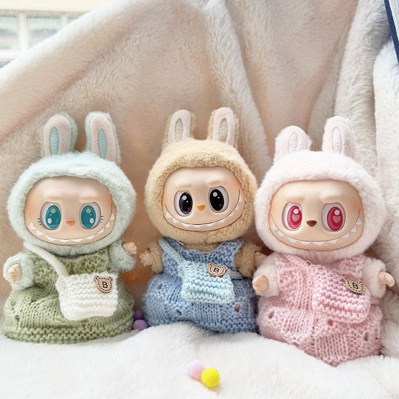 [Clothes only] First and second generation keychain Labubu clothes pendant Labubu sitting party knitted strap skirt