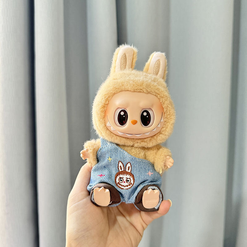 [Clothes only] Second-generation keychain Labubu clothes pendant Labubu sit party cloth head denim strap