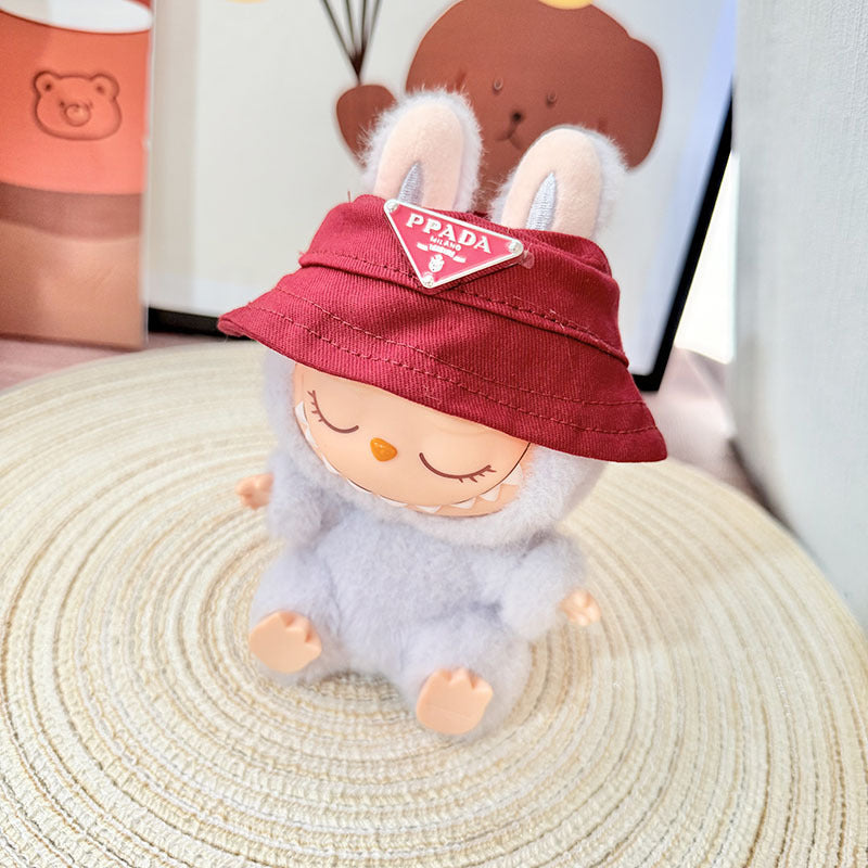[Clothes only] 17cm blind box Labubu pendant baby clothes small animal hat Labubu trendy bucket hat accessories