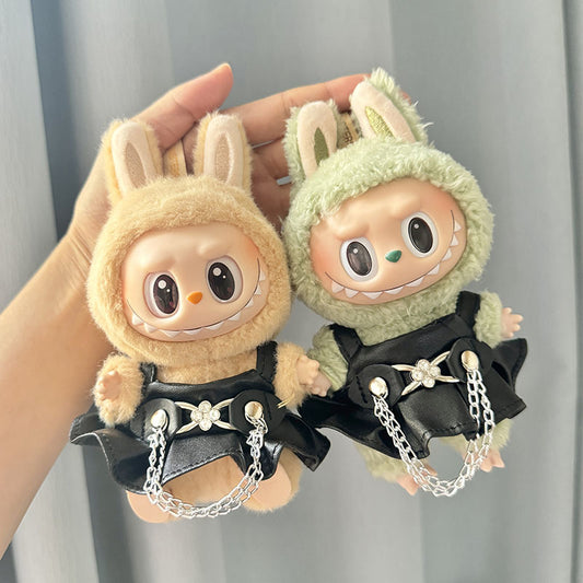 Clothes only] 1st/2nd generation blind box Labubu clothes pendant Labubu sitting party baby clothes fashion leather skirt