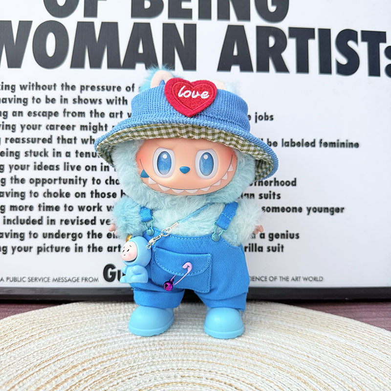 [Clothes only] First and second generation Labubu clothes pendant Labubu sitting baby clothes little craftsman overalls set
