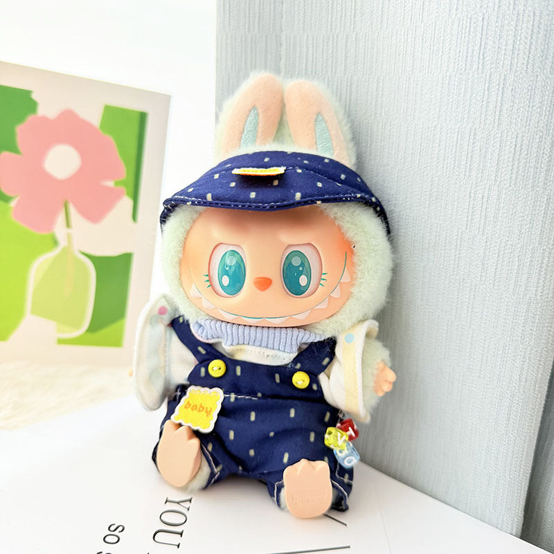 [Clothes only] First and second generation keychain Labubu clothes pendant Labubu baby clothes blue raindrop set cute