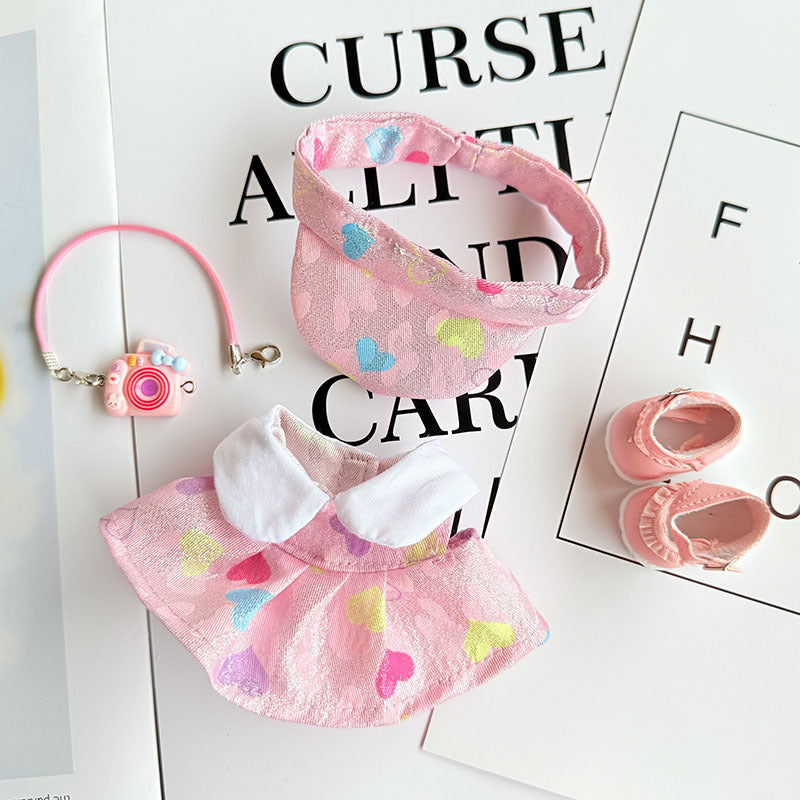 [Clothes only] 17cm Labubuwa clothes LABUBU blind box sitting party one two three generation color heart pink purple dress