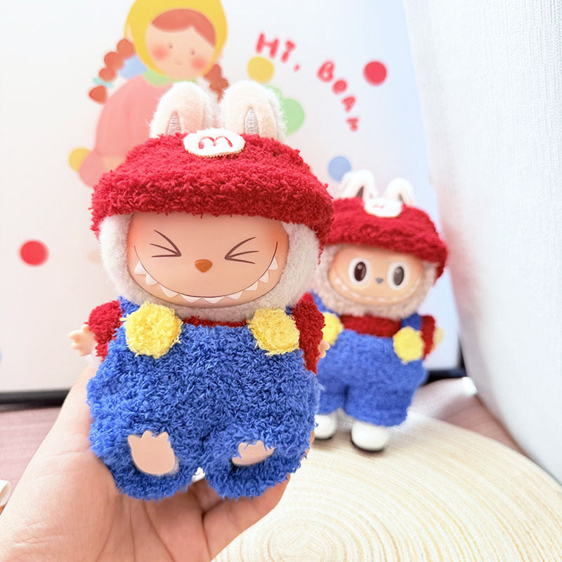 [Clothes only] One, two and three generations of keychains Labubu clothes pendant Labubu baby clothes denim cute dog overalls cute
