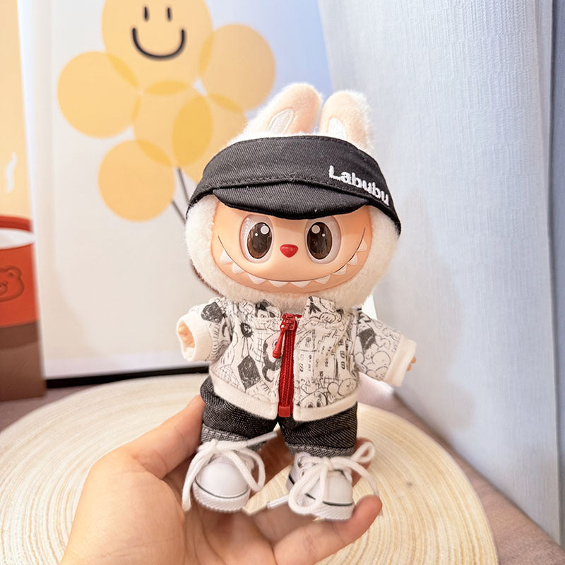 [Clothes only] One, two and three generations Labubu clothes pendant Labubu sitting baby clothes graffiti street sweater set
