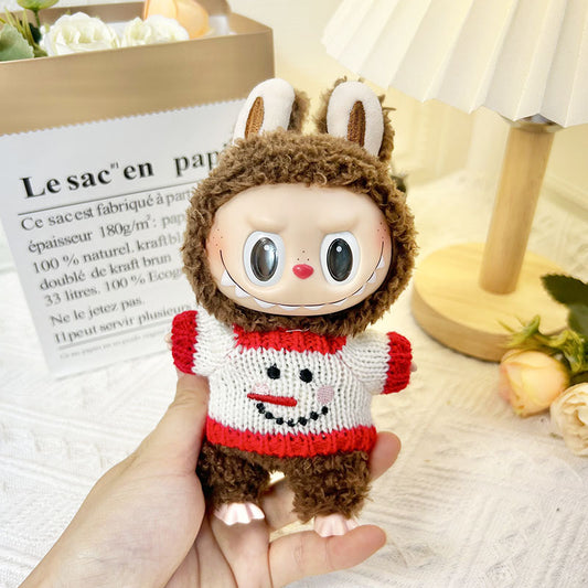 17Cm blind box rabub sweater pants macaron labubu pendant doll knitted sweater new year sweater cute