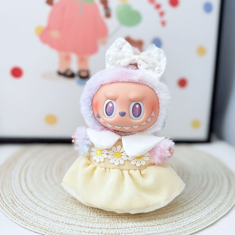 The first, second and third generation Labubu clothes pendant Labubu sitting baby clothes soft light daisy skirt suit women