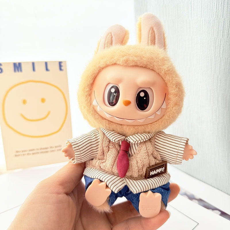 [Clothes only] First and second generation keychain Labubu clothes pendant Labubu baby clothes chocolate college style clothes