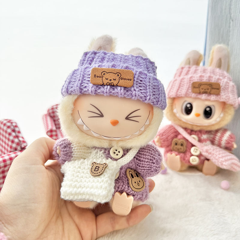 [Clothes only] First and second generation keychain Labubu clothes pendant Labubu sitting party bear label scarf hat