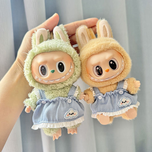 [Clothes only] First and second generation Labubu clothes pendant Labubu sitting party baby clothes cloud denim strap skirt