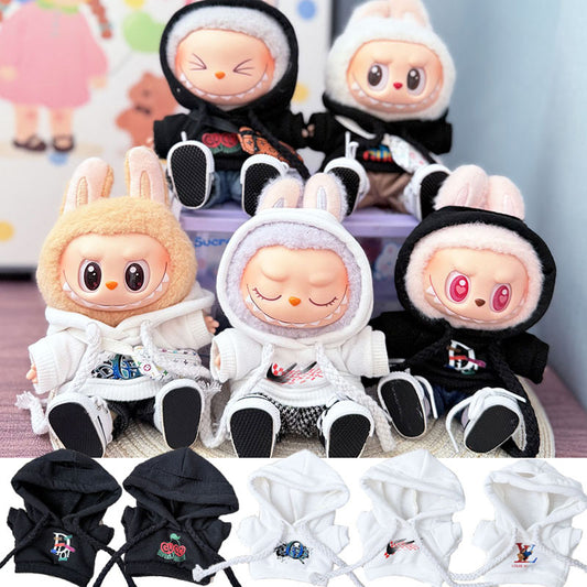 The first, second and third generation keychain Labubu clothes pendant Labubu baby clothes trendy hooded sweater set is cute.