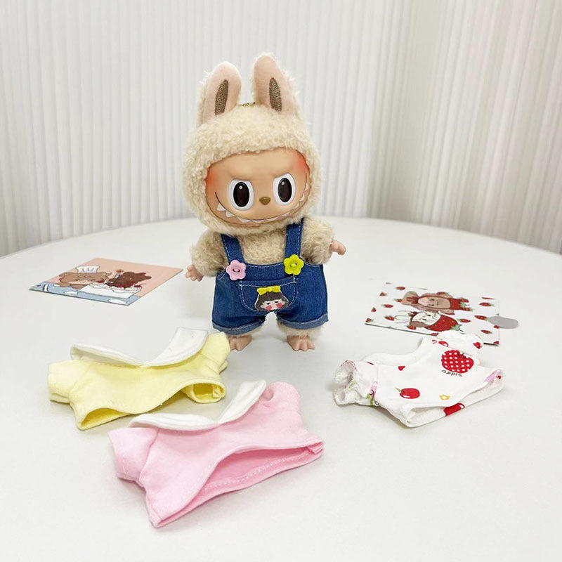 [Clothes only] 17cm pendant, rabub clothes, sunflower buckle strap set, labubu doll clothes, cute.