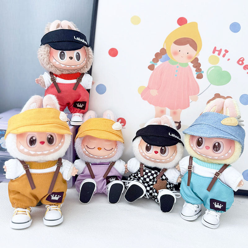 Clothes only] First and second generation Labubu clothes pendant Labubu sitting baby clothes crown belt overalls set