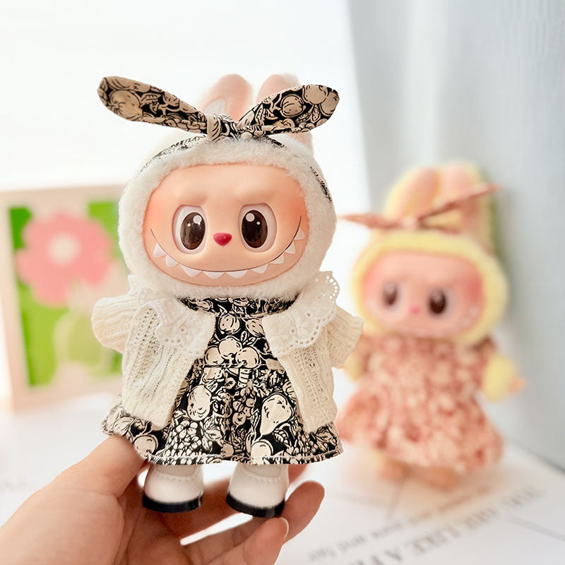[Clothes only] First and second generation keychain Labubu clothes pendant Labubu baby clothes children's fun flower and fruit skirt set