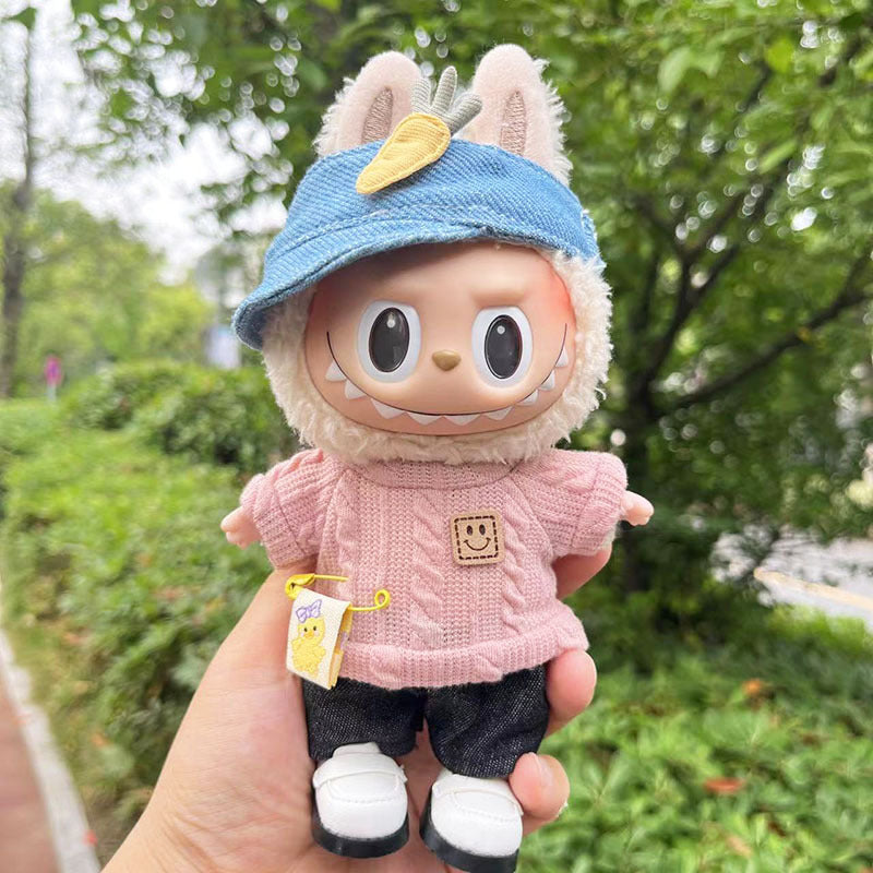 [Clothes only] 17cm labubu cloth blind box pendant doll for toning bubble shirt set cute