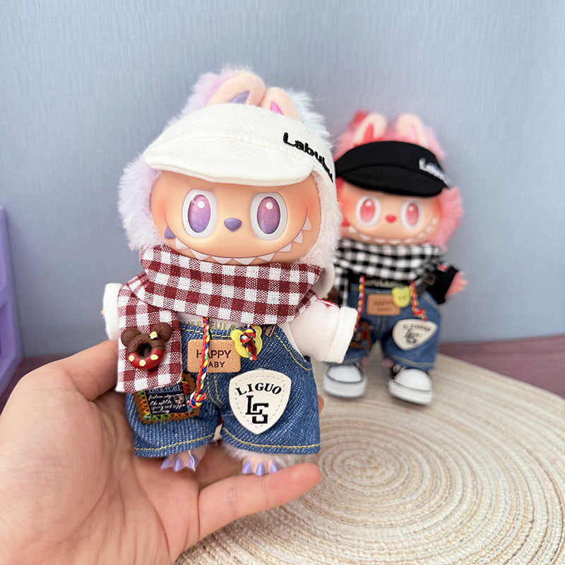 [Clothes only] One, two and three generations of Labubu clothes pendant Labubu cloth for sitting baby clothes happy pizza set