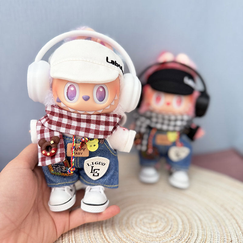 [Clothes only] One, two and three generations of Labubu clothes pendant Labubu cloth for sitting baby clothes happy pizza set