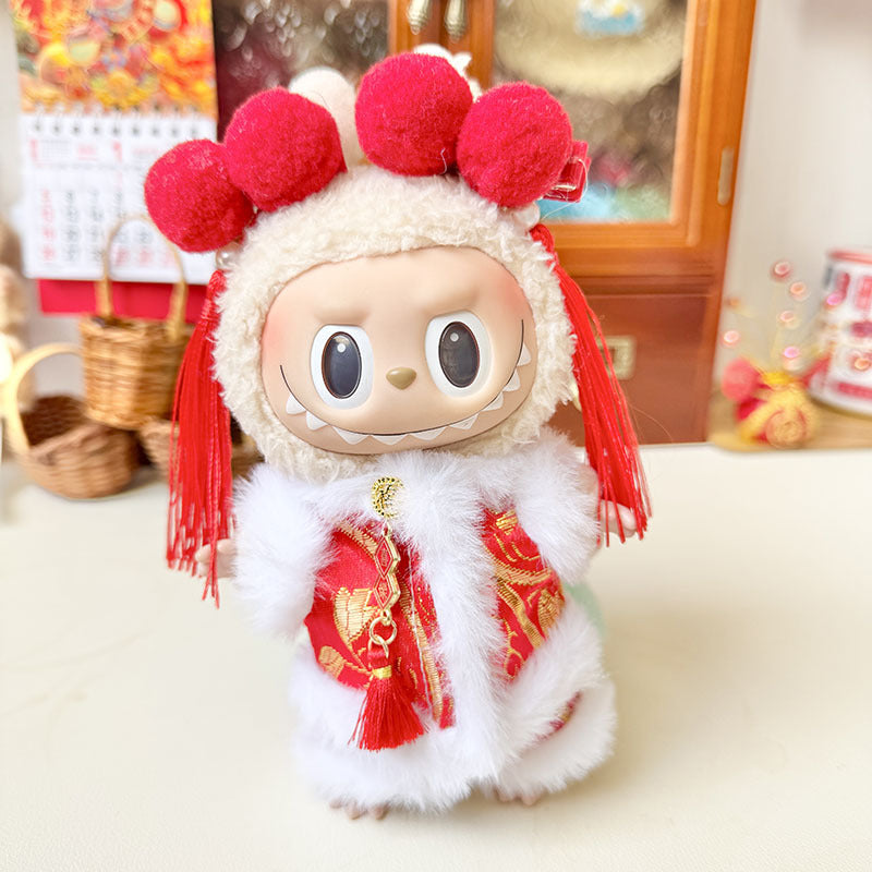 [Clothes only] First and second generation keychain Labubu clothes pendant Labubu sitting party New Year's greeting clothes Moe