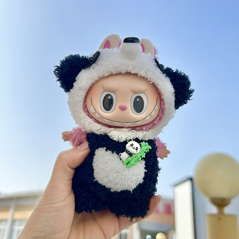 [Clothes only] 17cm pendant, rabub clothes, bamboo bear two-piece set, keychain labubu doll clothes, cute.