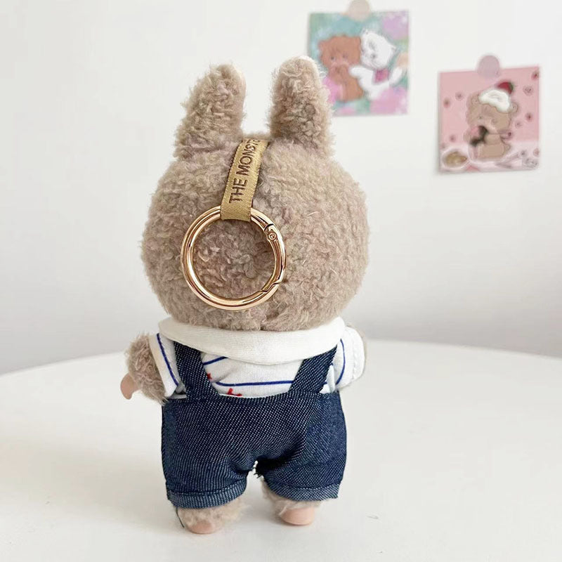 [Clothes only] 17cm pendant blind box Labubu clothes Labubu doll baby clothes thousand bird grid overalls set