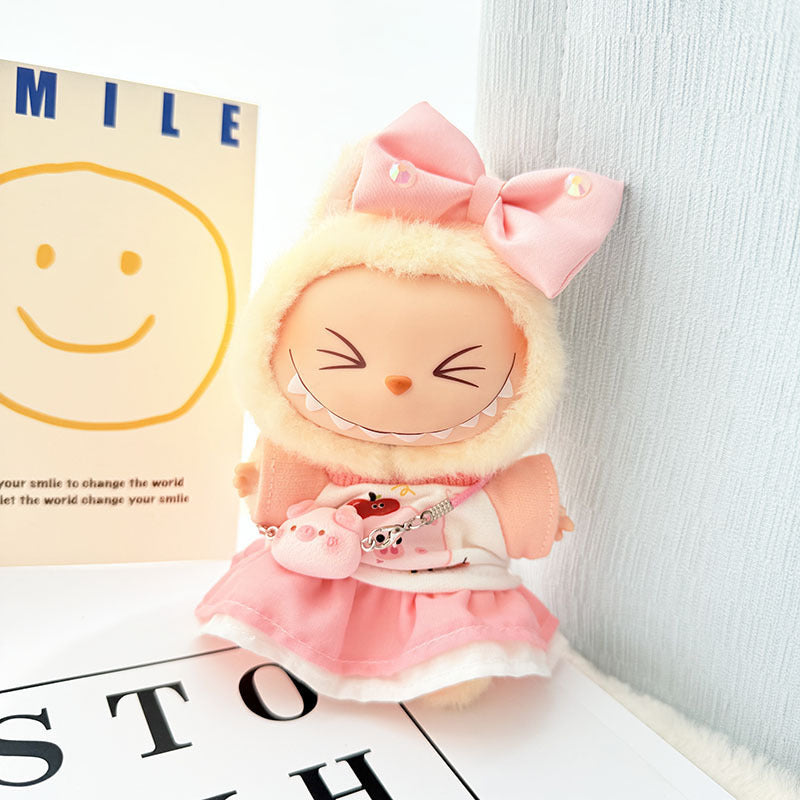 [Clothes only] 17cm Labubuva clothes LABUBU blind box sitting party first, second and third generation rainbow T suit.