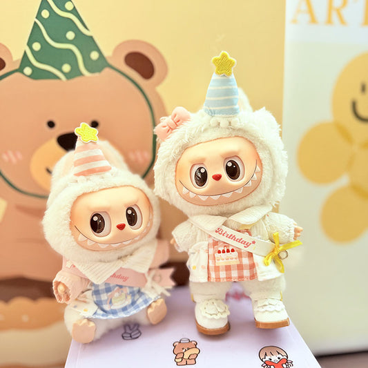 [Clothes only] First and second generation keychain Labubu clothes pendant Labubu baby clothes birthday party plaid set