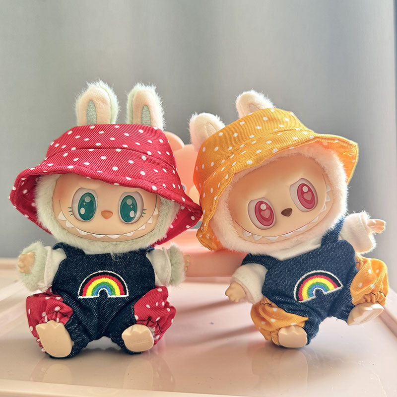 [Clothes only] First/second generation Labubu clothes pendant Labubu sitting party baby clothes rainbow overalls cute