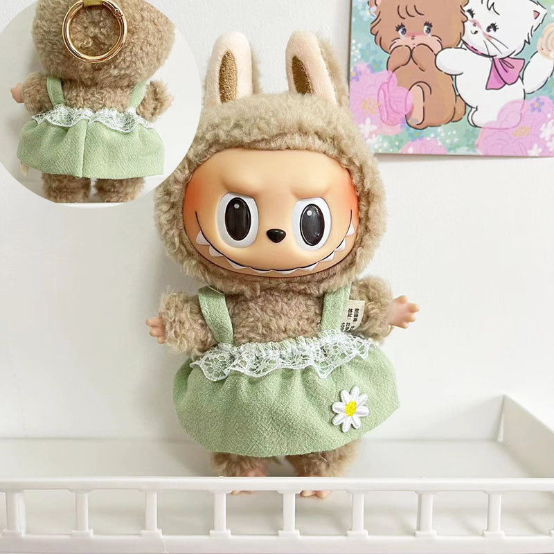 [Clothes only] 15cm Labubu Christmas clothes blind box Macaron Labubu pendant sweater hat set