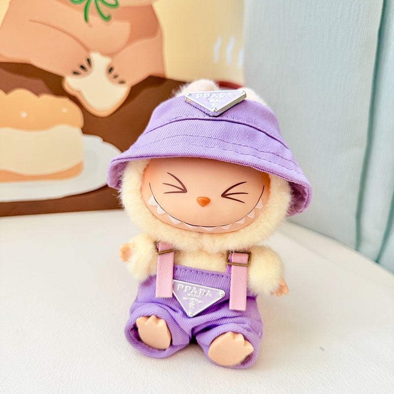 [Clothes only] First and second generation keychain Labubu clothes pendant Labubu baby clothes inverted triangle overalls hat