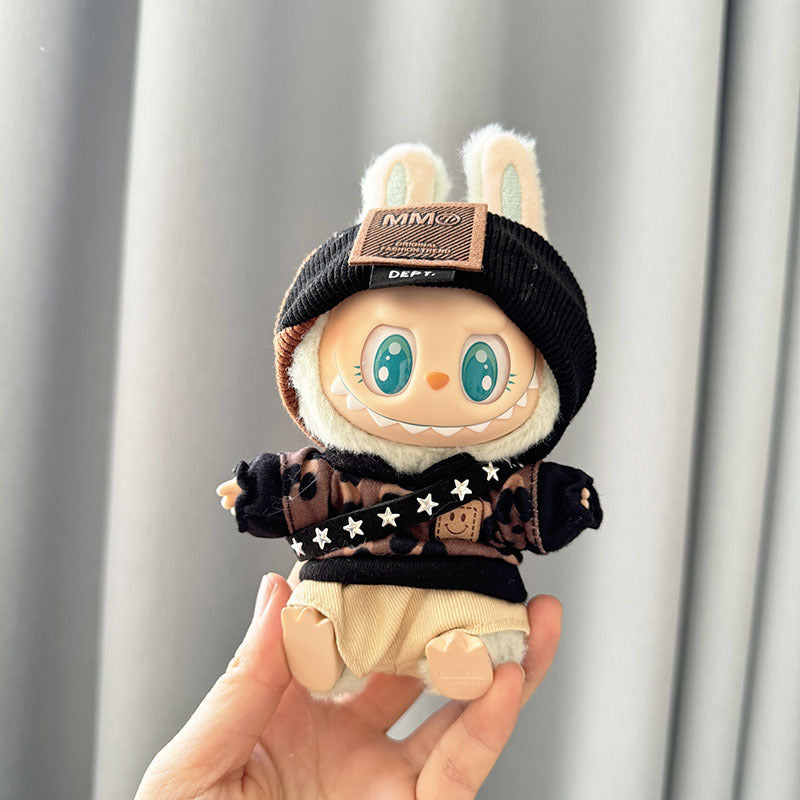 [Clothes only] First and second generation Labubu clothes pendant Labubu sitting party baby clothes leopard silk four-piece set cool and handsome