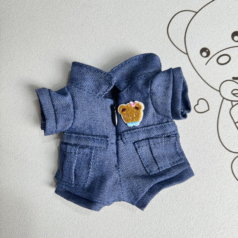 Clothes only] First-generation and second-generation blind box Labubu clothes keychain Labubu baby clothes denim tooling jumpsuit