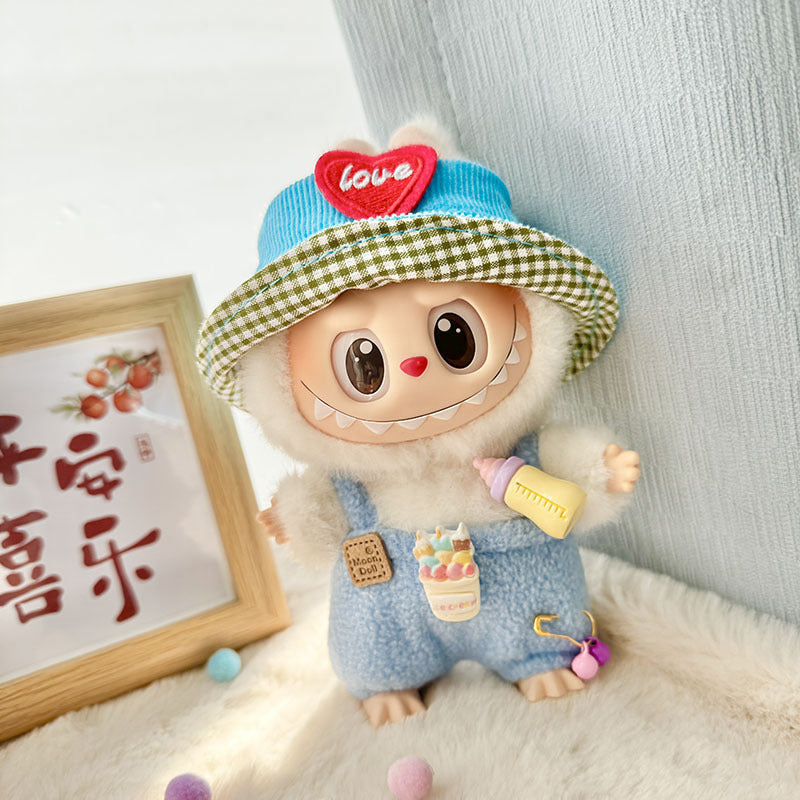 Clothes only] First and second generation Labubu clothes pendant Labubu sitting baby clothes love sweater bear earcap set