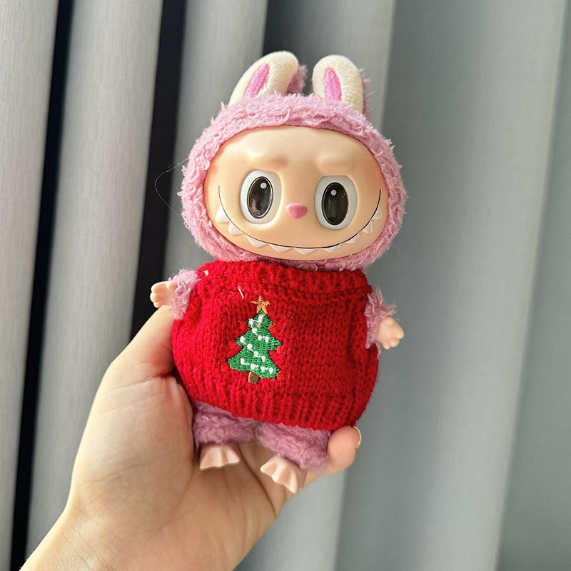 [Clothes only] Second-generation keychain Labubu clothes pendant Labubu sitting party biscuit man love hat