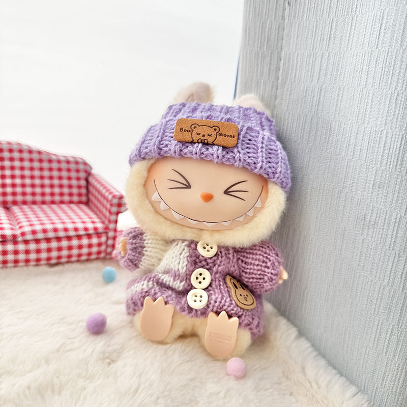 [Clothes only] First and second generation Labubu clothes pendant Labubu sitting party baby clothes wooden button sweater camera clothes