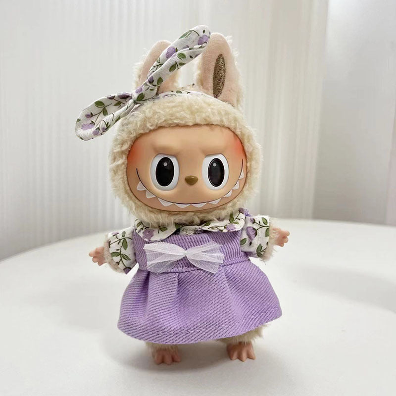 [Clothes only] 17cm pendant rabub clothes purple lavender couple suit labubu doll clothes cute