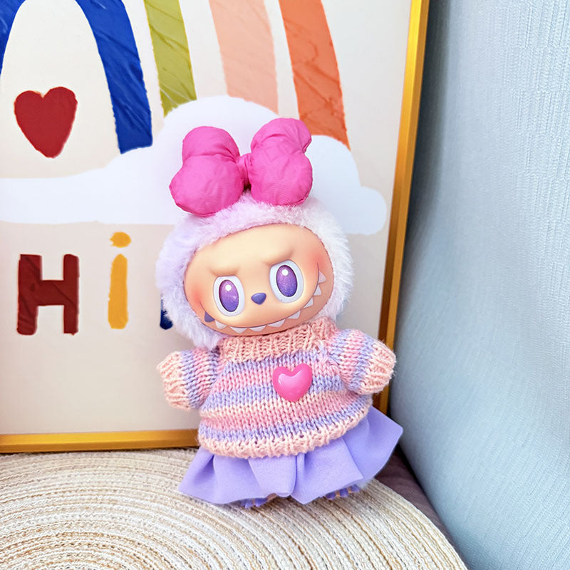 [Clothes only] One, two and three generations Labubu clothes pendant Labubu sitting baby clothes sweater jelly gauze skirt set