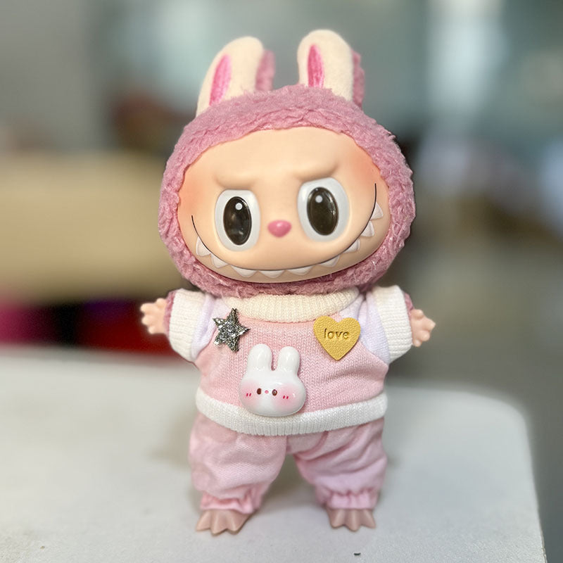 [Clothes only] 17cm pendant, rabub clothes, star rabbit sweater set, keychain labubu doll clothes.