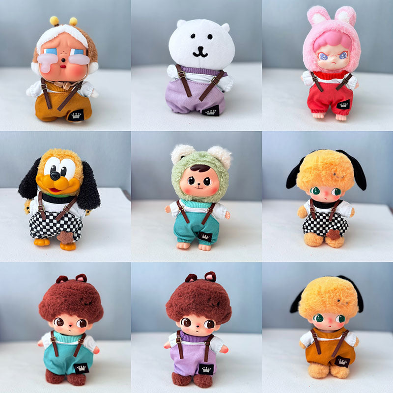 Clothes only] First and second generation Labubu clothes pendant Labubu sitting baby clothes crown belt overalls set