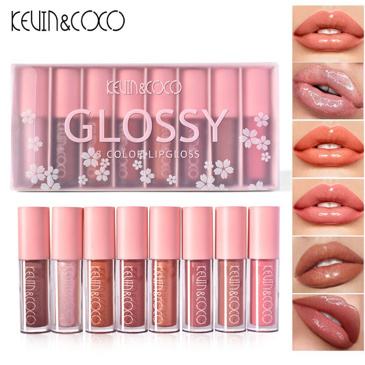 KEVIN & COCO Non-stick Cup Lip Gloss Mirror Water Gloss High Value Glass Lip Pearlescent Dudu Lip Liquid Lipstick Set
