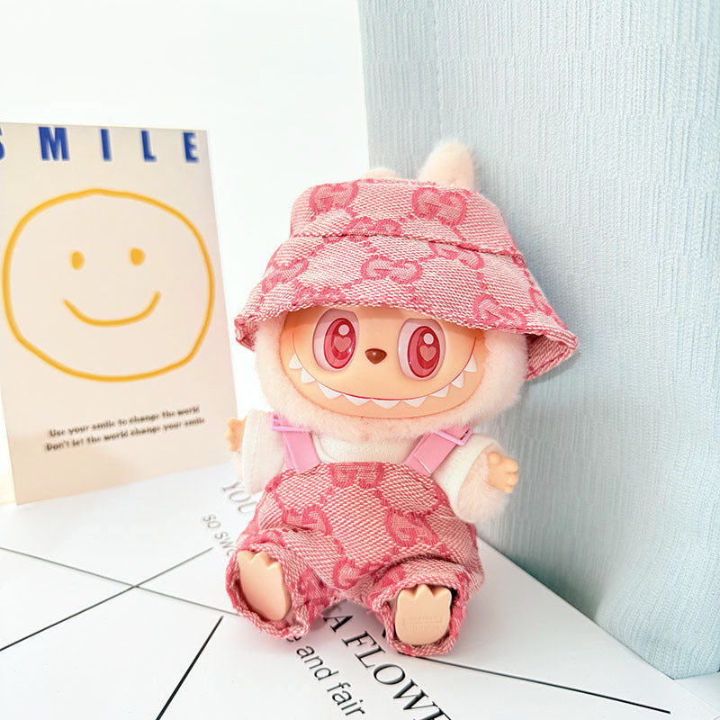 [Clothes only] First and second generation keychain Labubu clothes pendant Labubu baby clothes inverted triangle overalls hat