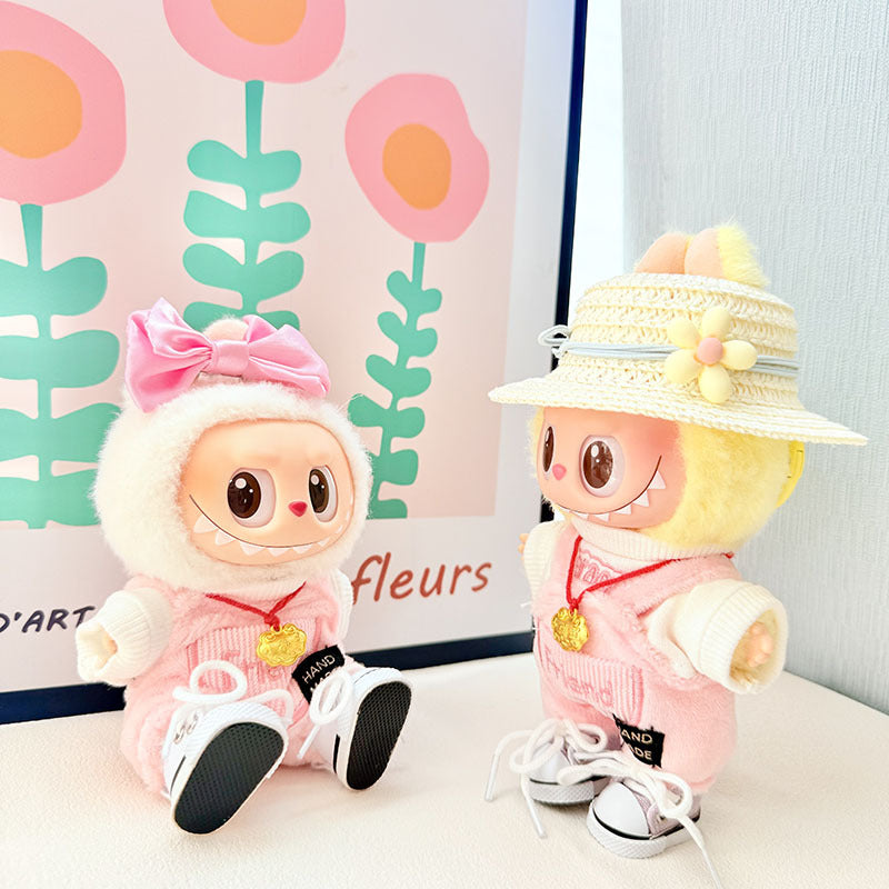 [Clothes only] First and second generation keychain Labubu clothes pendant Labubu baby clothes friendship powder overalls pants cover